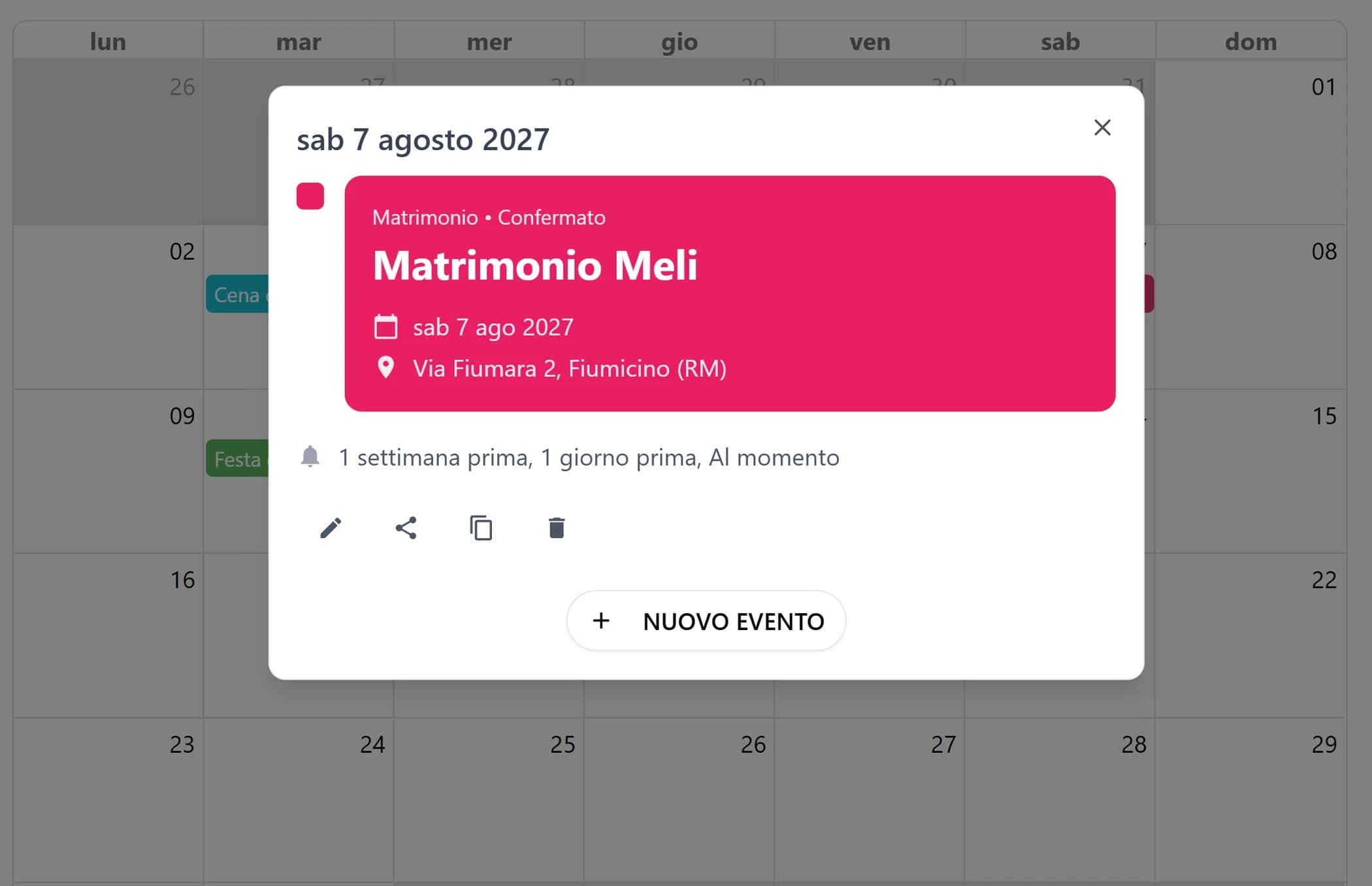 Popup rapido al click su un evento nel calendario